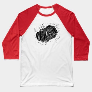 Concertina Linocut Design Baseball T-Shirt